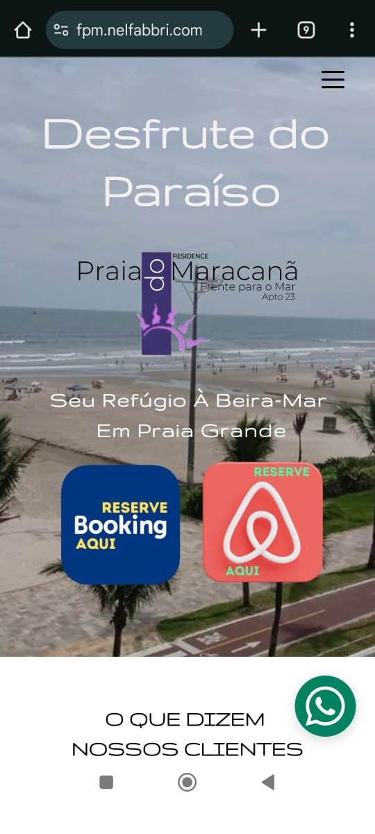 Website para Locação por Temporada Frente para o Mar